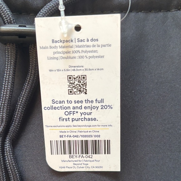 Beyond Yoga Black Convertible Drawstring Gym Bag Tote Backpack BEY-FA-042 - Picture 2 of 8